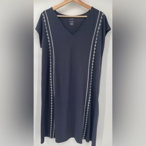 **SOLD** PureJill J. Jill Blue - White Embroidered Trim Cap-Sleeve Dress Sz Med